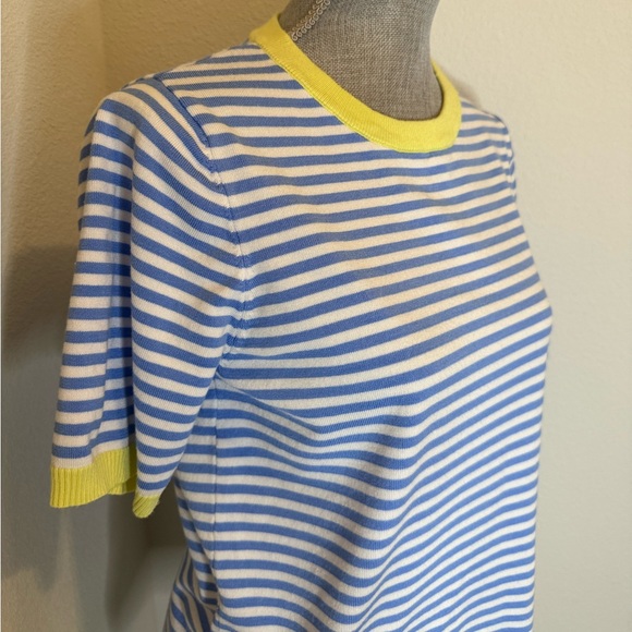Blue and White Striped Sweater with Yellow Accents | M - Picture 2 of 11